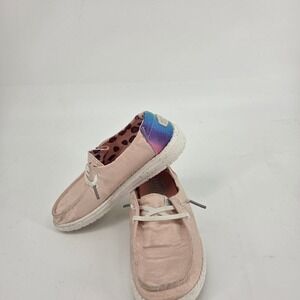 Hey Dude Wendy Youth Sparkle Pink Loafers Comfort Shoes Size K13